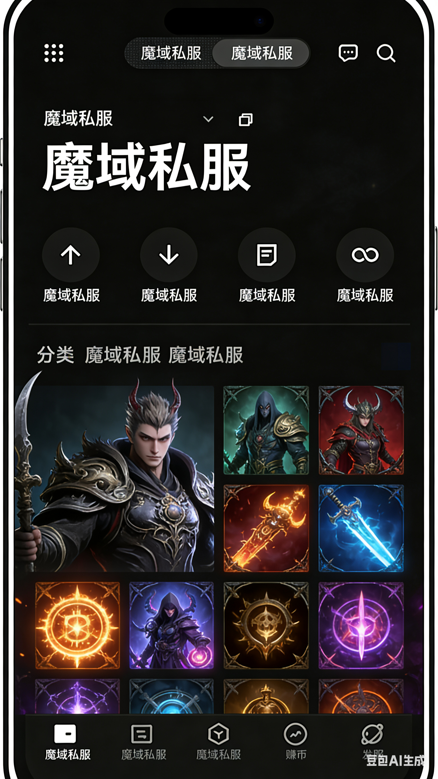 魔石自由交易魔域私服移动端游戏界面